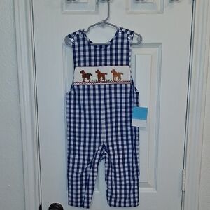 Anavini Blue Gingham Kids Overalls